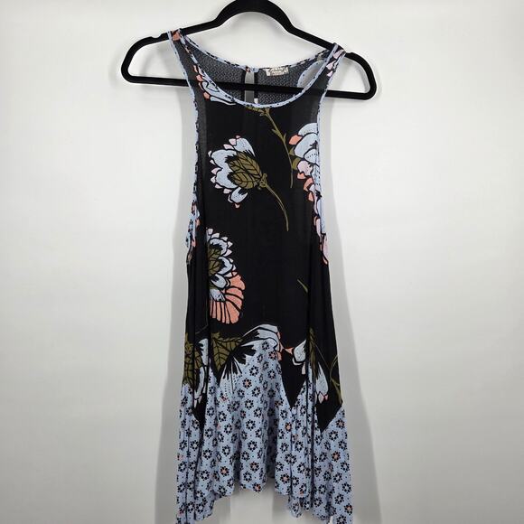 Free People Black Floral Mini Dress - Picture 1 of 7